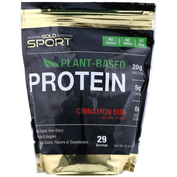 California Gold Nutrition, Cinnamon Bun Plant-Based Protein, Vegan, Easy to Digest, 2 lb (907 g)