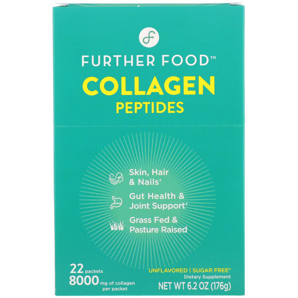 Further Food, Collagen Peptides, Unflavored, 22 Packs, 0.28 oz (8 g) Each - The Supplement Shop