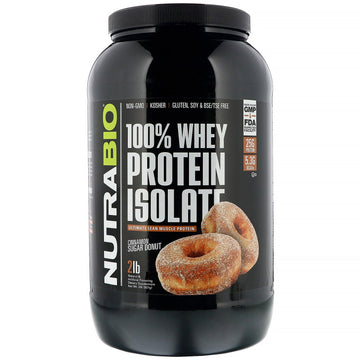 NutraBio Labs, 100% Whey Protein Isolate, Cinnamon Sugar Donut, 2 lb (907 g)