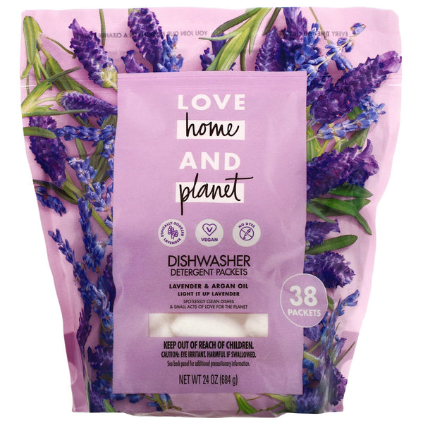 Love Home & Planet, Dishwasher Detergent Packets, Lavender & Argan Oil, 38 Packets, 24 oz (684 g) - The Supplement Shop