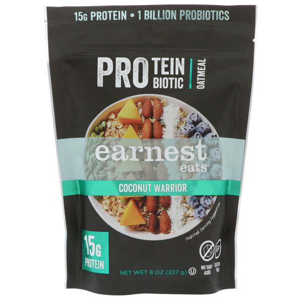 Earnest Eats, Protein Probiotic Oatmeal, Coconut Warrior, 8 oz (227 g) - The Supplement Shop