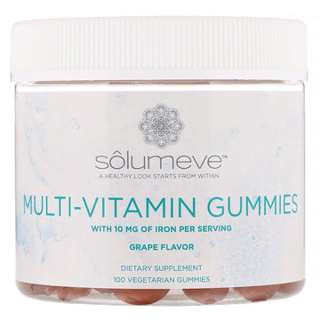 Solumeve, Multi-Vitamin Gummies, Gelatin Free, Grape Flavor, 100 Vegetarian Gummies