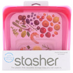 Stasher, Reusable Silicone Food Bag, Sandwich Size Medium, Raspberry, 15 fl oz (450 ml) - The Supplement Shop