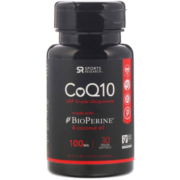 Sports Research, CoQ10 with BioPerine & Coconut Oil, 100 mg, 30 Veggie Softgels