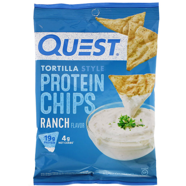 Quest Nutrition, Tortilla Style Protein Chips, Ranch, 12 Bags, 1.1 oz (32 g ) Each - The Supplement Shop