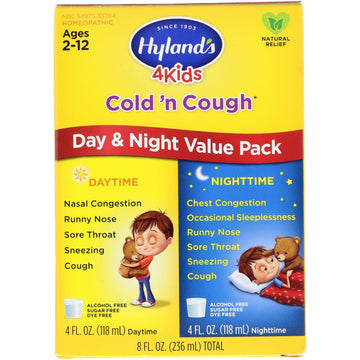 Hyland's, 4 Kids, Cold 'n Cough, Day & Night Value Pack, Age 2-12, 4 fl oz (118 ml) Each