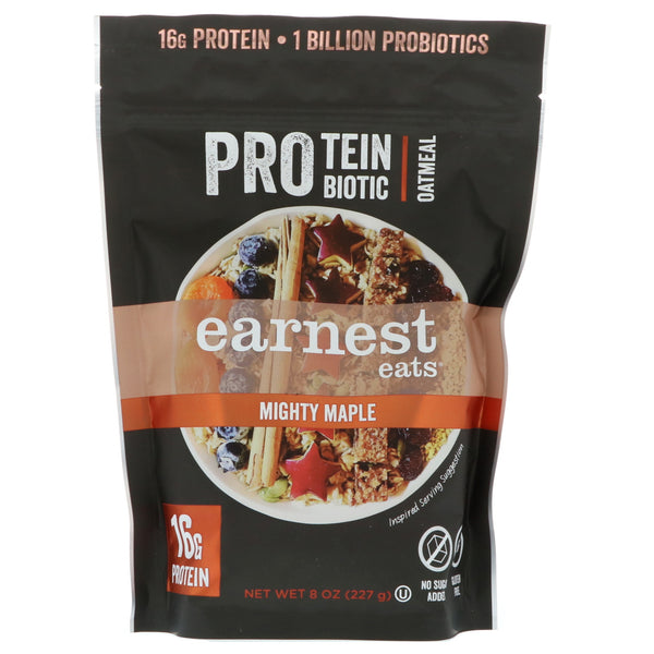 Earnest Eats, Protein Probiotic Oatmeal, Mighty Maple, 8 oz (227 g) - The Supplement Shop