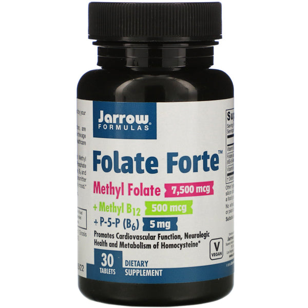 Jarrow Formulas, Folate Forte, Methyl Folate + Methyl B12 + P-5-P, 30 Tablets - The Supplement Shop