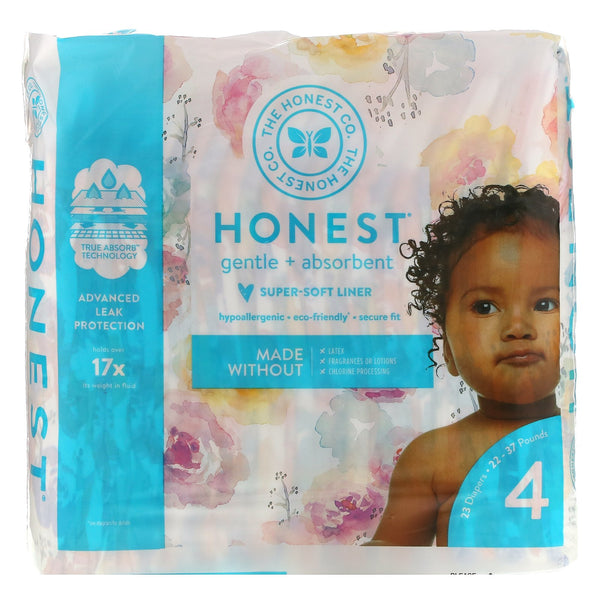 The Honest Company, Honest Diapers, Size 4, 22 - 37 Pounds, Rose Blossom, 23 Diapers - The Supplement Shop