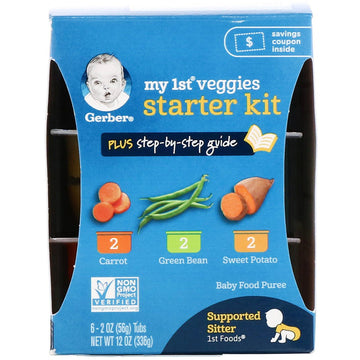 Gerber, My 1st Veggies, Starter Kit, Carrot, Green Bean, Sweet Potato, 6 Tubs, 12 oz (336 g)