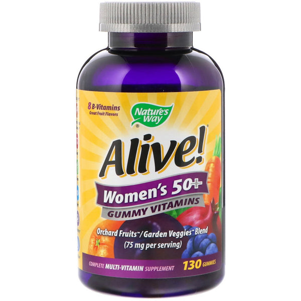 Nature's Way, Alive! Women's 50+ Gummy Vitamins, Fruit Flavors, 130 Gummies - The Supplement Shop