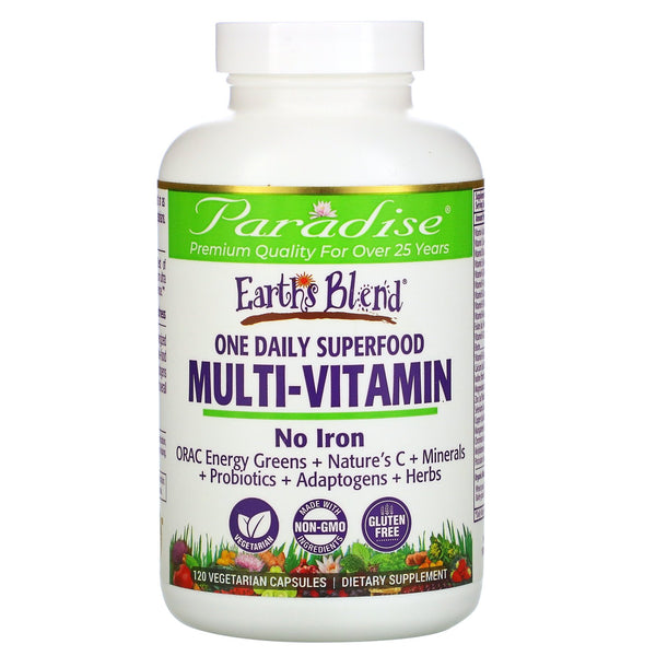Paradise Herbs, Earth's Blend, One Daily Superfood Multi-Vitamin, 120 Vegetarian Capsules - The Supplement Shop