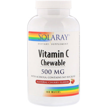 Solaray, Vitamin C Chewable, Natural Cherry Flavor, 500 mg, 100 Wafers