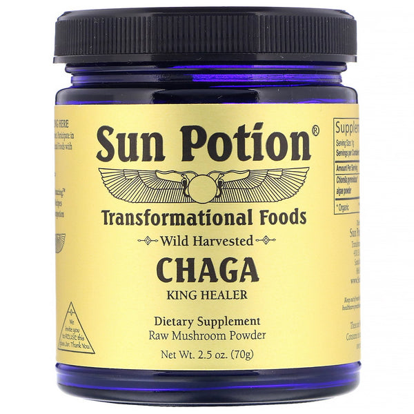 Sun Potion, Chaga Raw Mushroom Powder, Wild Harvested, 2.5 oz (70 g) - The Supplement Shop