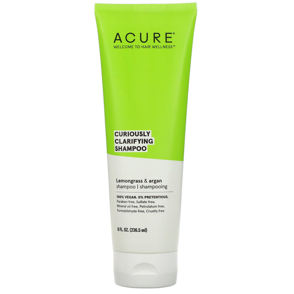 Acure, Curiously Clarifying Shampoo, Lemongrass & Argan, 8 fl oz (236.5 ml) - The Supplement Shop