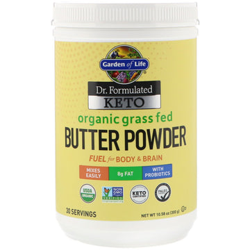 Garden of Life, Dr. Formulated Keto Organic Grass Fed Butter Powder, 10.58 oz (300 g)