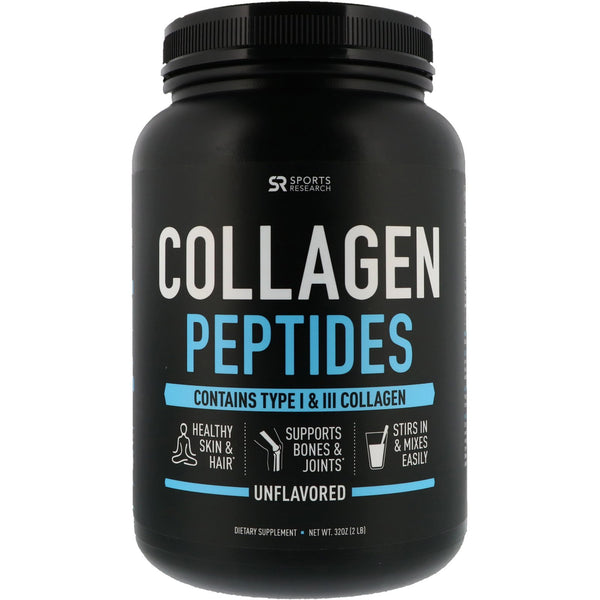 Sports Research, Collagen Peptides, Unflavored, 2 lbs (32 oz) - The Supplement Shop