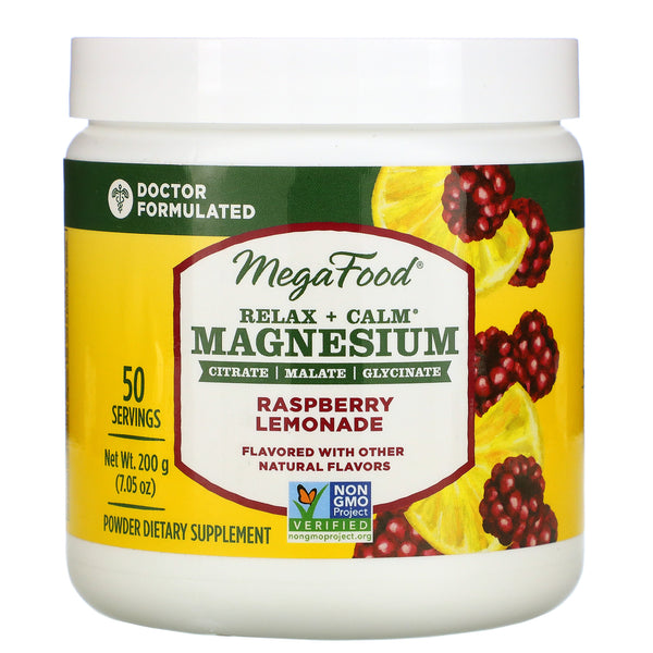 MegaFood, Relax + Calm Magnesium, Raspberry Lemonade, 7.05 oz (200 g) - The Supplement Shop