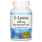 Natural Factors, L-Lysine, 500 mg, 90 Vegetarian Capsules - The Supplement Shop