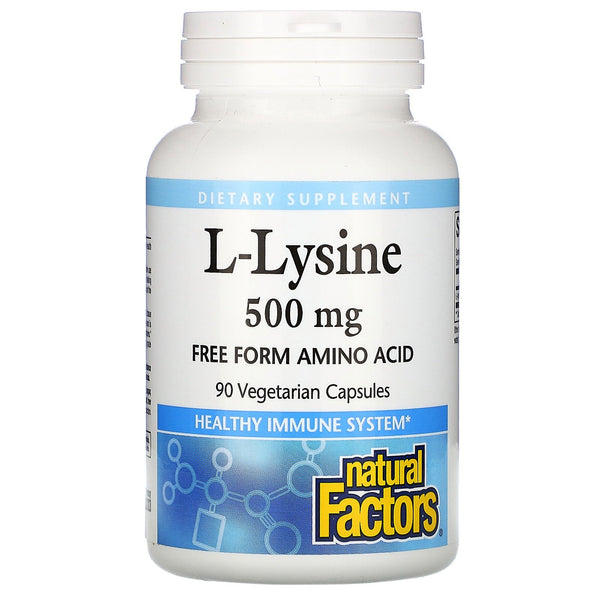 Natural Factors, L-Lysine, 500 mg, 90 Vegetarian Capsules - The Supplement Shop