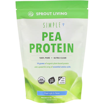 Sprout Living, Simple Protein, Organic Plant Protein, Pea (Unflavored), 1 lb (440 g)