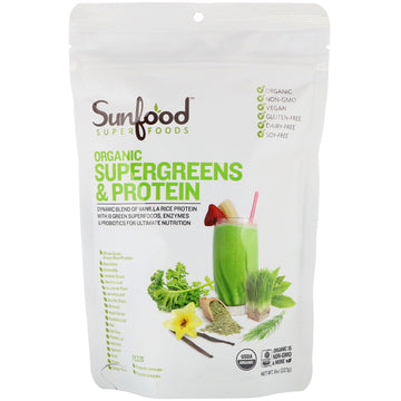 Sunfood, Organic Supergreens & Protein, 8 oz (227 g)