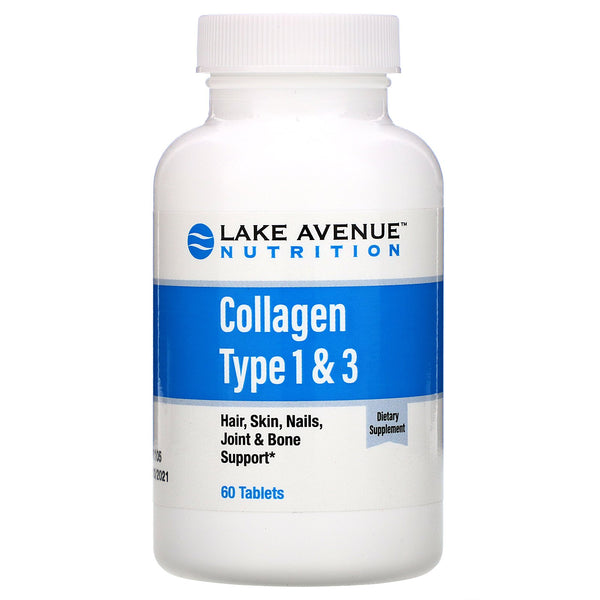 Lake Avenue Nutrition, Hydrolyzed Collagen Type 1 & 3, 1,000 mg, 60 Tablets - The Supplement Shop