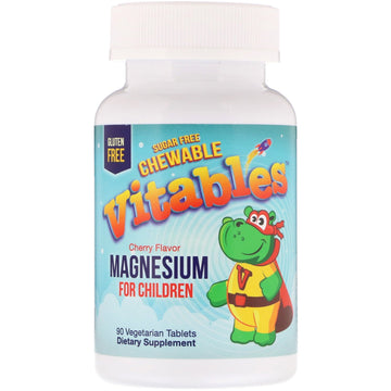 Vitables, Magnesium Chewables for Children, Sugar Free, Cherry, 90 Vegetarian Tablets
