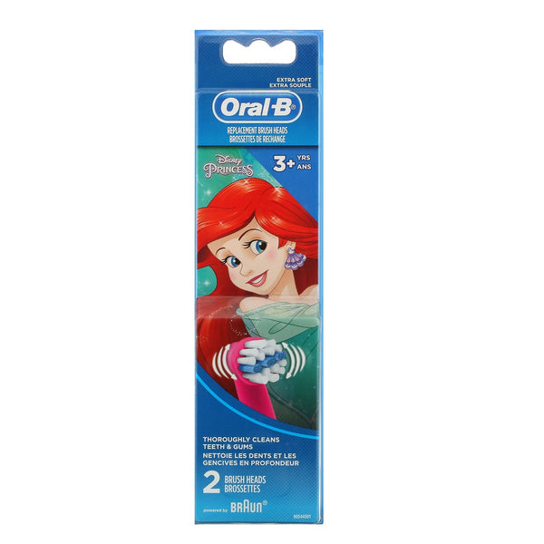 Oral-B, Kids, Disney Princess, Replacement Brush Heads, Extra Soft, 3+ Years, 2 Brush Heads - The Supplement Shop