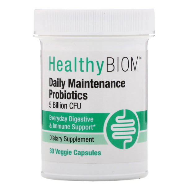 HealthyBiom, Daily Maintenance Probiotics, 5 Billion CFUs, 30 Veggie Capsules - The Supplement Shop