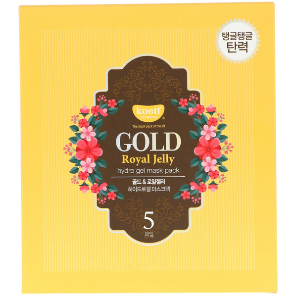 Koelf, Gold Royal Jelly Hydro Gel Mask Pack, 5 Sheets, 30 g Each - The Supplement Shop