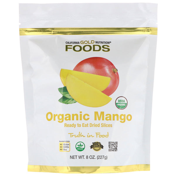California Gold Nutrition, Organic Mango, Ready to Eat Dried Slices, 8 oz (227 g) - The Supplement Shop