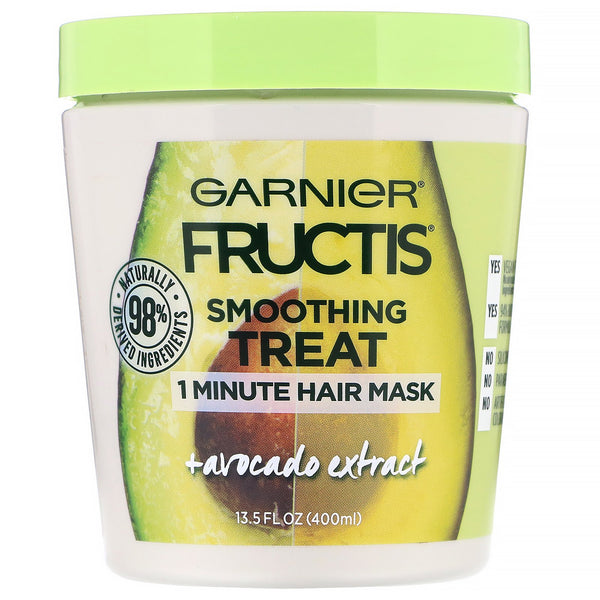 Garnier, Fructis, Smoothing Treat, 1 Minute Hair Mask + Avocado Extract, 13.5 fl oz (400 ml) - The Supplement Shop