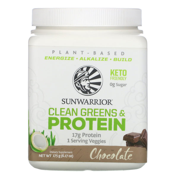 Sunwarrior, Clean Greens and Protein, Chocolate, 6.17 oz (175 g) - The Supplement Shop