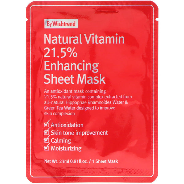 Wishtrend, Natural Vitamin 21.5% Enhancing Sheet Mask, 1 Sheet, 0.81 fl oz (23 ml) - The Supplement Shop