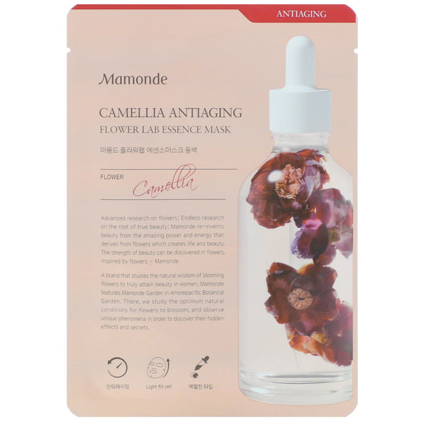 Mamonde, Camellia Anti-Aging, Flower Lab Essence Mask, 1 Sheet, 25 ml - The Supplement Shop