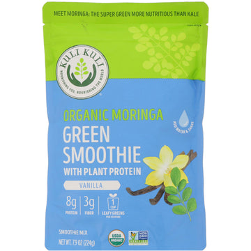 Kuli Kuli, Organic Moringa Green Smoothie With Plant Protein, Vanilla, 7.9 oz (224 g)