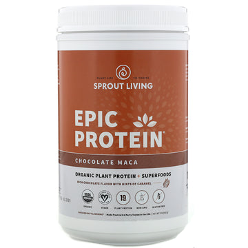 Sprout Living, Epic Protein, Organic Plant Protein + Superfoods, Chocolate Maca, 2 lb (910 g)