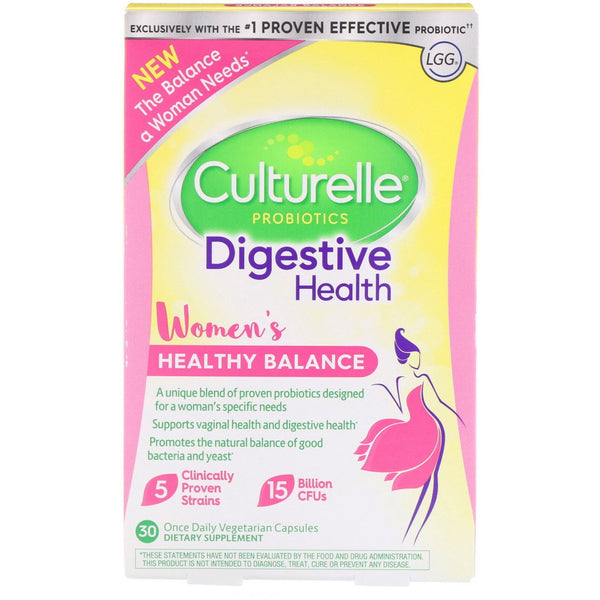 Culturelle, Probiotics, Digestive Health, Women's Healthy Balance, 30 Once Daily Vegetarian Capsules - The Supplement Shop