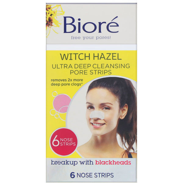 Biore, Ultra Deep Cleansing Pore Strips, Witch Hazel, 6 Nose Strips - The Supplement Shop
