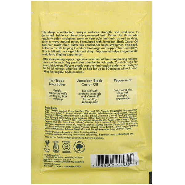 SheaMoisture, Jamaican Black Castor Oil, Strengthen & Restore Treatment Masque, 2 oz (57 ml) - The Supplement Shop