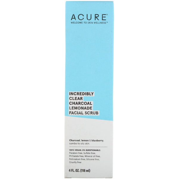 Acure, Incredibly Clear Charcoal Lemonade Facial Scrub, 4 fl oz (118 ml) - The Supplement Shop