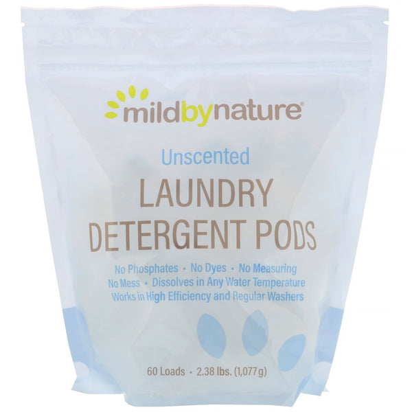 Mild By Nature, Laundry Detergent Pods, Unscented, 60 Loads, 2.38 lbs (1,077 g) - The Supplement Shop