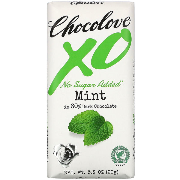 Chocolove, XO, Mint in 60% Dark Chocolate Bar, 3.2 oz (90 g) - The Supplement Shop