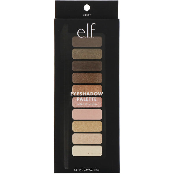 E.L.F., Need It Nude Eyeshadow Palette, 0.49 oz (14 g) - The Supplement Shop