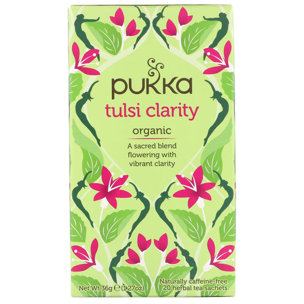 Pukka Herbs, Organic Tulsi Clarity, Caffeine-Free, 20 Herbal Tea Sachets, 1.27 oz (36 g) - The Supplement Shop