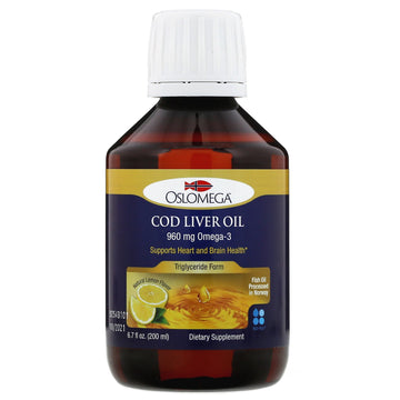 Oslomega, Norwegian Cod Liver Oil,  Natural Lemon Flavor, 960 mg, 6.7 fl oz (200 ml)