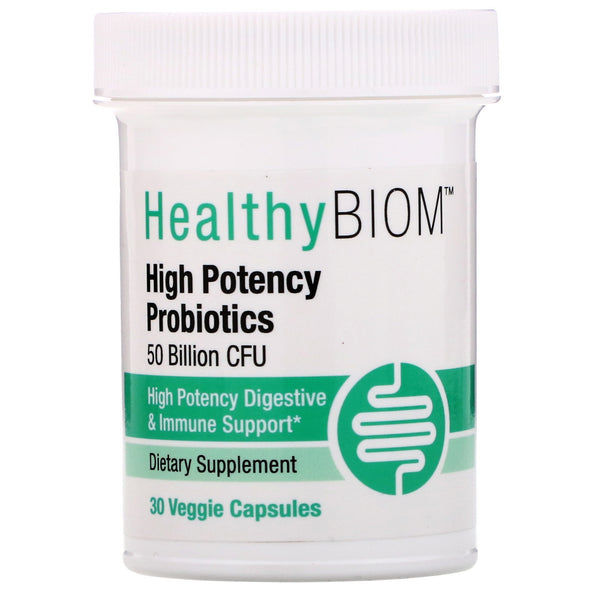 HealthyBiom, High Potency Probiotics, 50 Billion CFUs, 30 Veggie Capsules