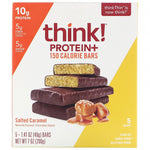 ThinkThin, Protein+ 150 Calorie Bars, Salted Caramel, 5 Bars, 1.41 oz (40 g) Each - The Supplement Shop