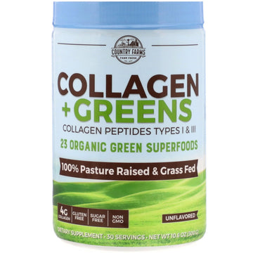 Country Farms, Collagen + Greens, Unflavored, 10.6 oz (300 g)